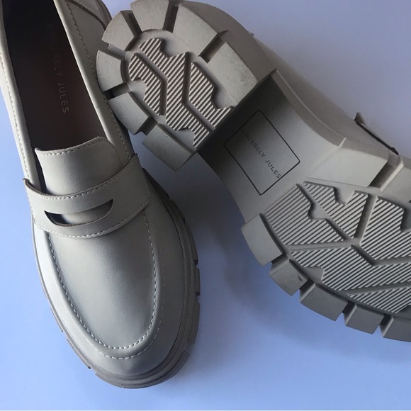 Women’s Sz 8 Sincerely Jules Dylan Chunky Cork Loafers Sand/Neutral | Vegan - Picture 7 of 9